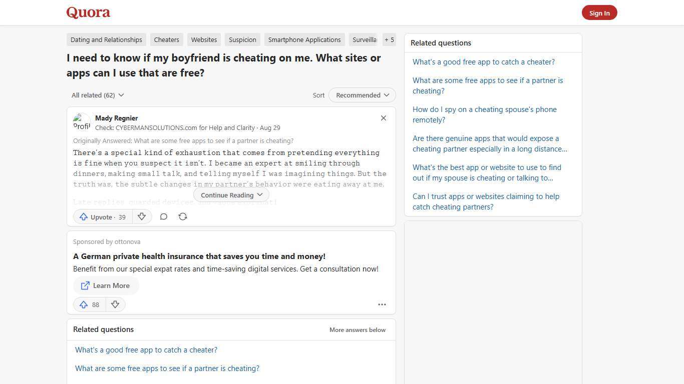I need to know if my boyfriend is cheating on me. What sites or apps can I use that are free? - Quora